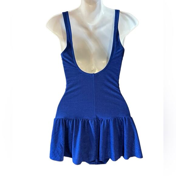 White Stag Women’s Medium (8/10) Royal Blue Swimsuit w Gold Trim & Ruched Waist - Picture 2 of 7